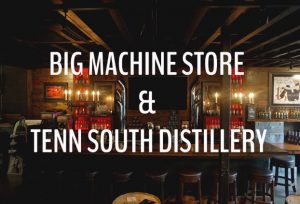 Wood bar and bar stools at Big Machine Store and Tenn South Distillery